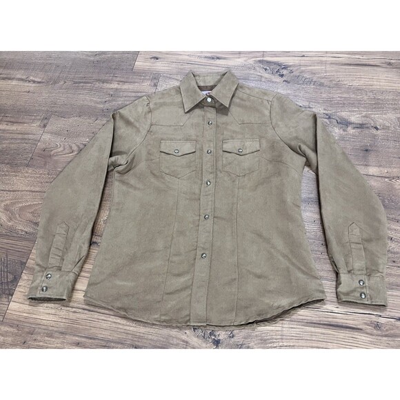 Wired Heart Button Shirt Womens Medium Brown Long Sleeve Pearl Snap Western - Picture 2 of 9